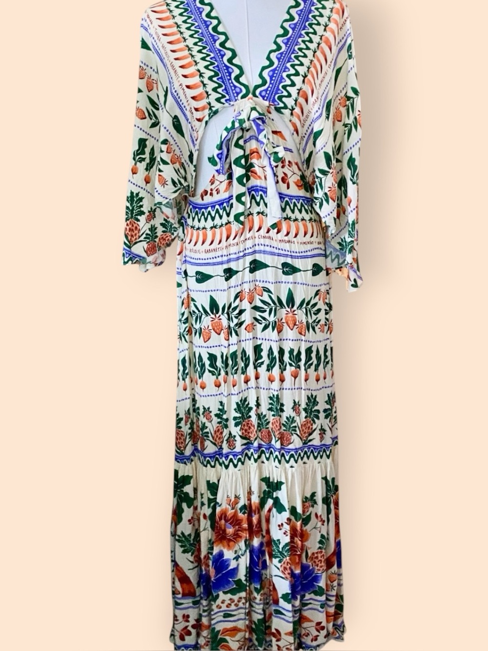 FARM Rio V-Neckline Kaftan Maxi Cutouts Dress Size Small - Picture 5 of 14